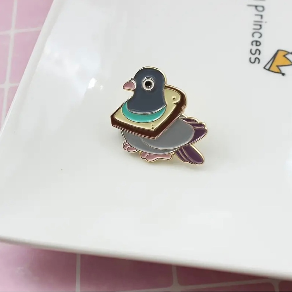 Fancy Pigeon🪶 Enamel Brooch Pin | Colorful, Durable Pushback Pin (1.1”x1.18”)